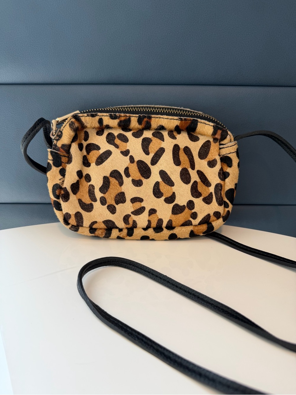 Street Level Leopard Print Crossbody Bag - Black & Tan